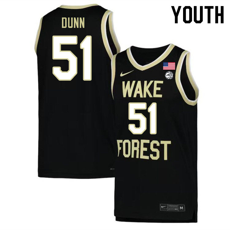 Youth #51 Kevin Dunn Wake Forest Demon Deacons 2022-23 College Stitchec Basketball Jerseys Sale-Blac